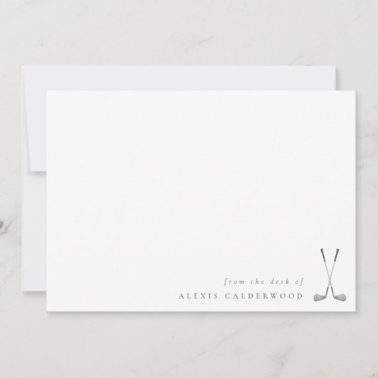 水モダン色ゴルフクラブパーソナライズされた ノートカード (正面)