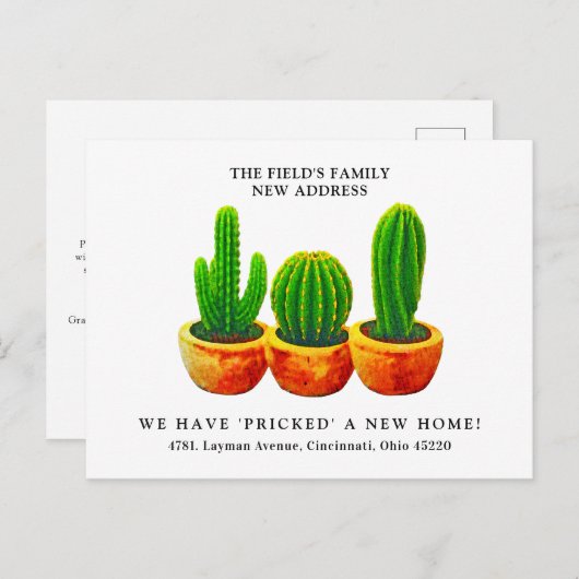 水モダン色サボテン新しいホーム引っ越しました ポストカード (正面/裏面)
