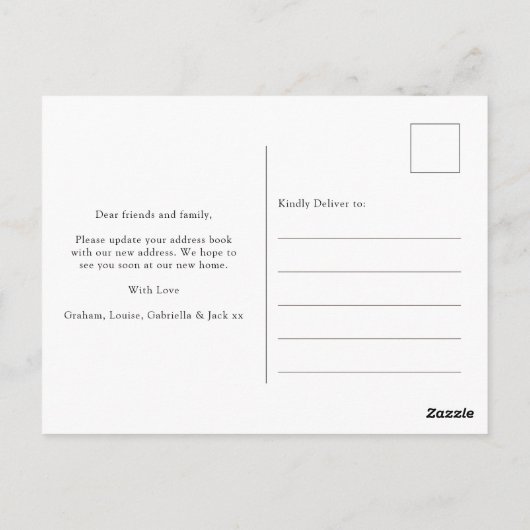 水モダン色サボテン新しいホーム引っ越しました ポストカード (裏面)