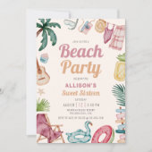 水モダン色サマービーチSweet sixteen 招待状 (正面)