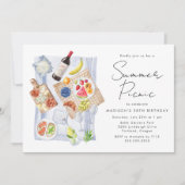 水モダン色サマーピクニックバースデーパーティー 招待状 (正面)