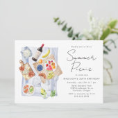 水モダン色サマーピクニックバースデーパーティー 招待状 (スタンド正面)