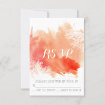 水モダン色サンゴ礁ウェディングRSVP返信