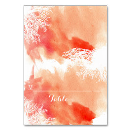 水モダン色サンゴ礁結婚座席表 テーブルナンバー