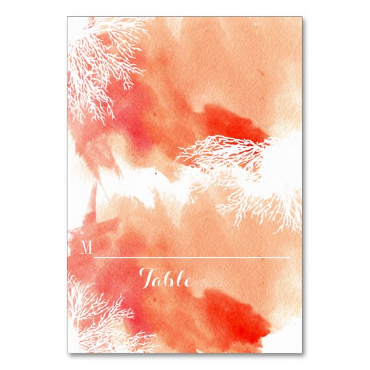 水モダン色サンゴ礁結婚座席表 テーブルナンバー (正面)