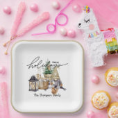 水モダン色サンタホリデートレンディー ペーパープレート (パーティー)