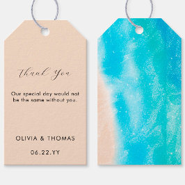 水モダン色サンディビーチウェー結婚ズ ギフトタグ
