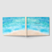 水モダン色サンディ海ビーチ結婚式 ゲストブック (全面)