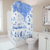 水モダン色サントリーニギリシャ島 シャワーカーテン (インサイチュ)