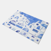 水モダン色サントリーニギリシャ島 ドアマット (アングル)