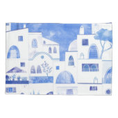 水モダン色サントリーニギリシャ島 枕カバー (裏面-左)