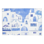 水モダン色サントリーニギリシャ島 枕カバー (正面左)