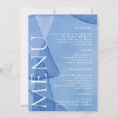 水モダン色シェイプの結婚ディナーメニューカード 招待状 (正面)