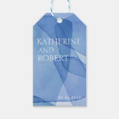 水モダン色シェイプ結婚ズモノグラム ギフトタグ (正面)