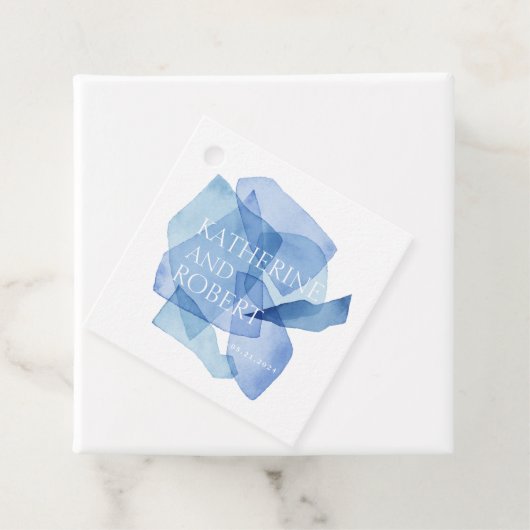 水モダン色シェイプ結婚ズモノグラム フェイバータグ (インサイチュ)