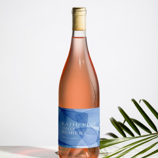 水モダン色シェイプ結婚ズモノグラム ワインラベル