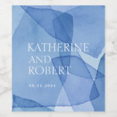 水モダン色シェイプ結婚ズモノグラム ワインラベル (シングルラベル)