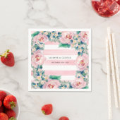 水モダン色シック幅ストライプバラ スタンダードカクテルナプキン (インサイチュ)