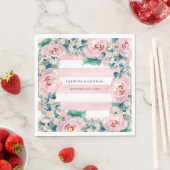 水モダン色シック幅ストライプバラ スタンダードランチョンナプキン (インサイチュ)