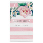 水モダン色シック幅ストライプバラ スモールペーパーバッグ (裏面)