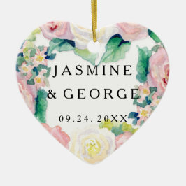 水モダン色シック幅ストライプバラ セラミックオーナメント