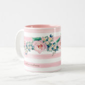 水モダン色シック幅ストライプバラ ツートーンマグカップ (正面左)