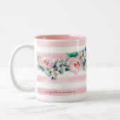 水モダン色シック幅ストライプバラ ツートーンマグカップ (左)