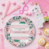 水モダン色シック幅ストライプバラ ペーパープレート (パーティー)