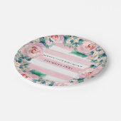 水モダン色シック幅ストライプバラ ペーパープレート (アングル)