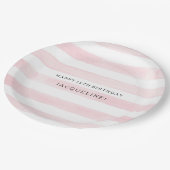 水モダン色シック幅ストライプバラ ペーパープレート (アングル)