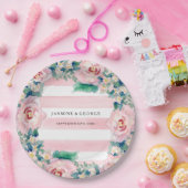 水モダン色シック幅ストライプバラ ペーパープレート (パーティー)