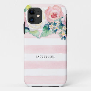 水モダン色シック幅ストライプバラ iPhone 11 ケース