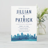 水モダン色シティスカイラ結婚イン 招待状 (スタンド正面)