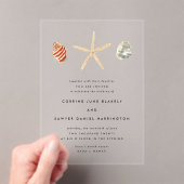 水モダン色シーシェル結婚ズ アクリル招待状 (インサイチュ (ポータブル))