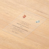 水モダン色シーシェル結婚ズ アクリル招待状 (レイダウン)