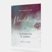 水モダン色ジュエルトーンボホ結婚へようこそ アクリルサイン (傾斜)