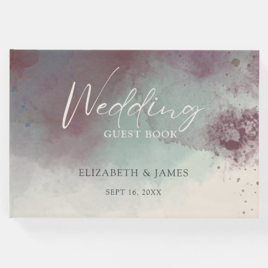 水モダン色ジュエルトーンボホ結婚ズ ゲストブック (正面)