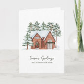 水モダン色スカンジナビア松クリスマス カード (正面)