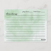 水モダン色スクリプトブライダルシャワーレシピカード ポストカード (裏面)