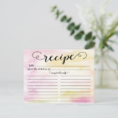 水モダン色スクリプトブライダルシャワーレシピカード ポストカード (スタンド正面)