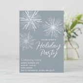 水モダン色スノーフレークホリデーパーティー 招待状 (スタンド正面)