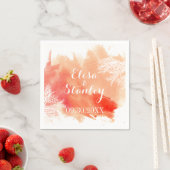 水モダン色スプラッシュコーラルリーフピーチ結婚ー スタンダードカクテルナプキン (インサイチュ)