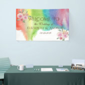 水モダン色スプラッシュフラワー結婚ズバナー 横断幕 (トレードショー)