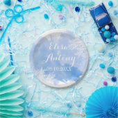 水モダン色スプラッシュブルーコーラルリーフ結婚 ペーパープレート (パーティー)