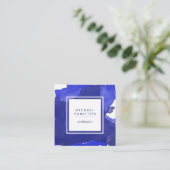 水モダン色スプラッシュブルー スクエア名刺 (スタンド正面)