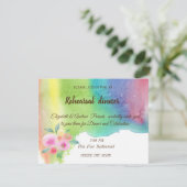 水モダン色スプラッシュ、フラワーリハーサルディナー 招待状 (スタンド正面)