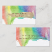 水モダン色スプラッシュ、金ゴールドブラシストローク 名刺 (正面/裏面)