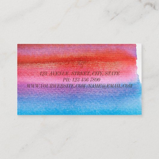 水モダン色スプラッ絵を描シュ、金ゴールドフレーム 名刺 (裏面)