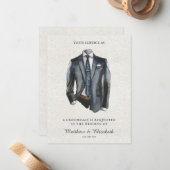 水モダン色スーツGroomsman提案要求 ノートカード (正面/裏面インサイチュ)