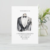 水モダン色スーツGroomsman提案 招待状 (スタンド正面)